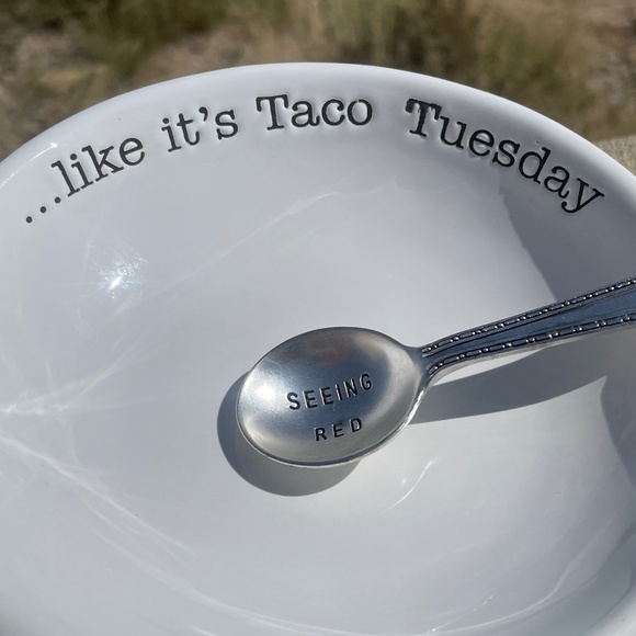 MUD PIE Double Salsa Server Set “Live Every Day…like it’s Taco Tuesday” - Picture 3 of 12